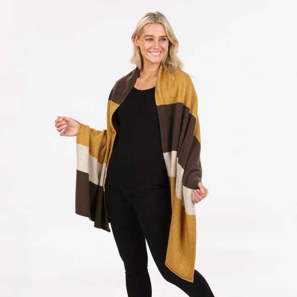 Travel Wrap in Cocoa Stripe