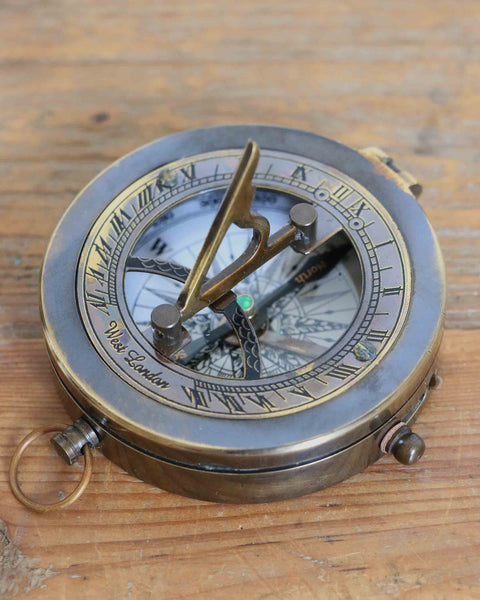Sundial with Compass in Two Toned Antique Finish