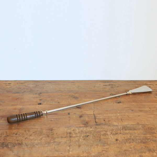 Long Shoe Horn in Nickel Finish With Wooden Handle