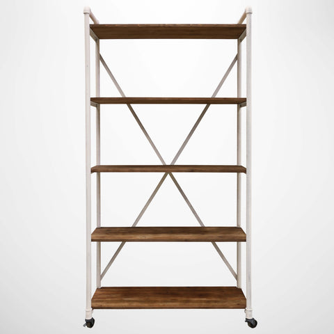 Riviera Single Recycled Pine Industrial Shelving Unit in snow