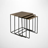 Square Nesting Metal Tables with Brass Finish Tops