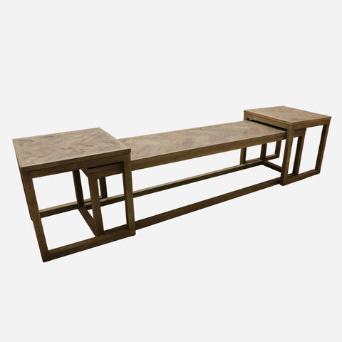 Triplette Coffee Table Set of 3 in Weathered Oak