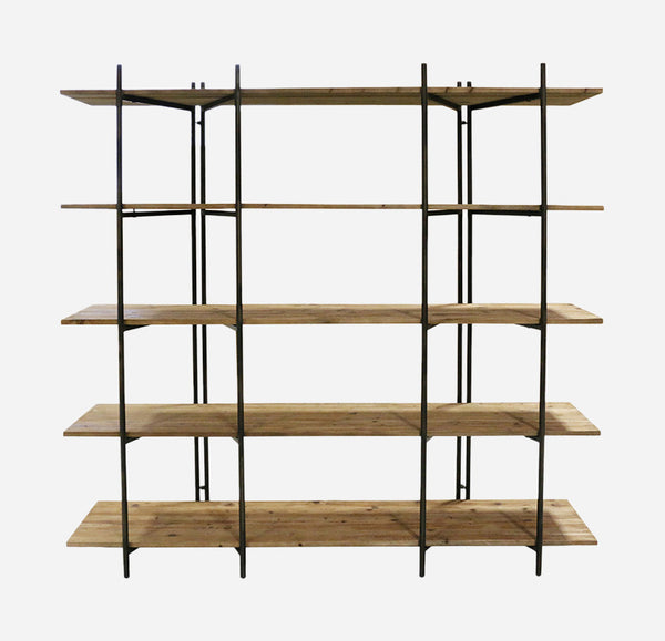Double Bay Shelving Unit In Recycled Pine and Metal