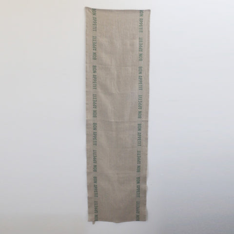 French Linen Bon Appetit Table Runner in Olive Green