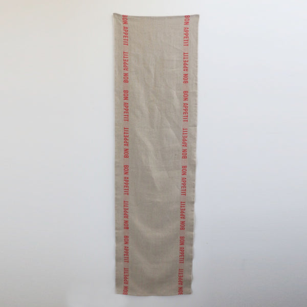 French Linen Bon Appetit Table Runner in Red