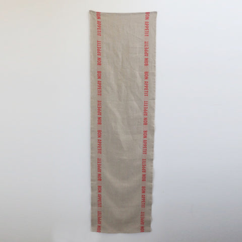 French Linen Bon Appetit Table Runner in Red