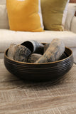 Chelsea Brass Ornate Ridged Bowl in Dark Copper and Brass Finish