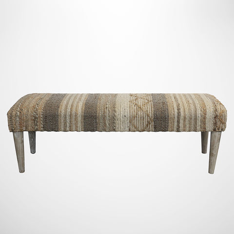 Calypso Ottoman in Woven Jute & Cotton