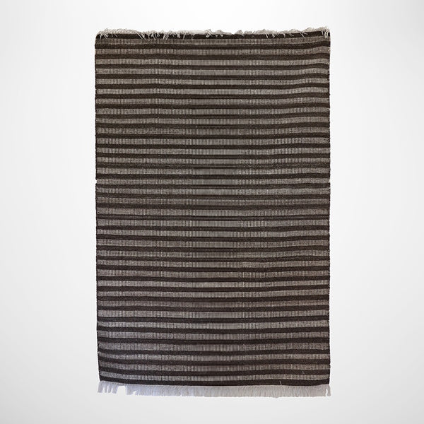 Wool Striped Rug in Chocolate Ecru 180 x 120