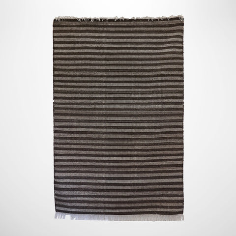Wool Striped Rug in Chocolate Ecru 180 x 120