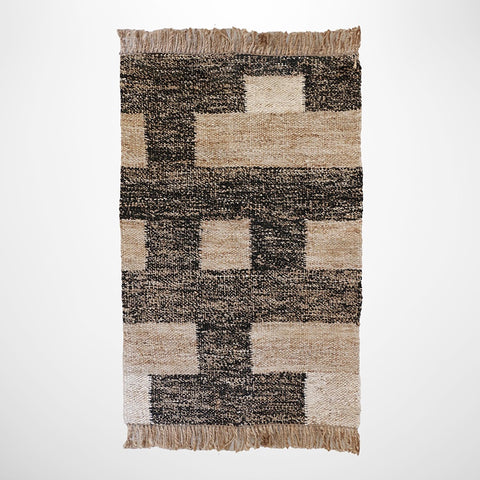 Black & Natural Geometric Block Rug 240 x 150