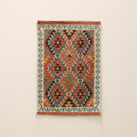 Hand Knotted Afghan Kilim Rug | Asksar | 85 x 127