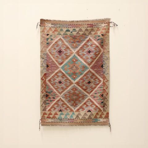 Hand Knotted Afghan Kilim Rug | Zaki |83 x 128