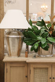 Litchfield Lamp in Antique Silver Finish with Brass Strips