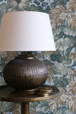 Marbella Brass Ball Lamp with Narrow Ridges in Dark Brass Antique Finish