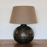 Egyptian Style Bronze and Brass Finish Beaten Lamp Base