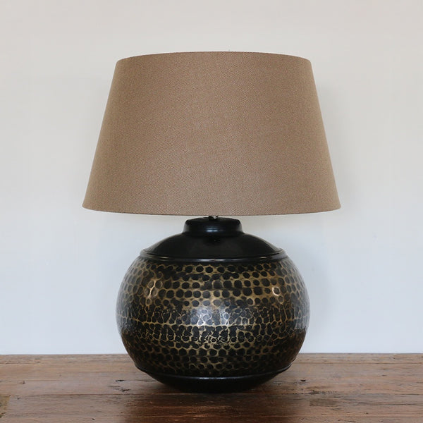 Egyptian Style Bronze and Brass Finish Beaten Lamp Base