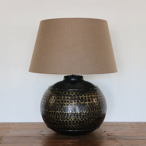 Egyptian Style Bronze and Brass Finish Beaten Lamp Base