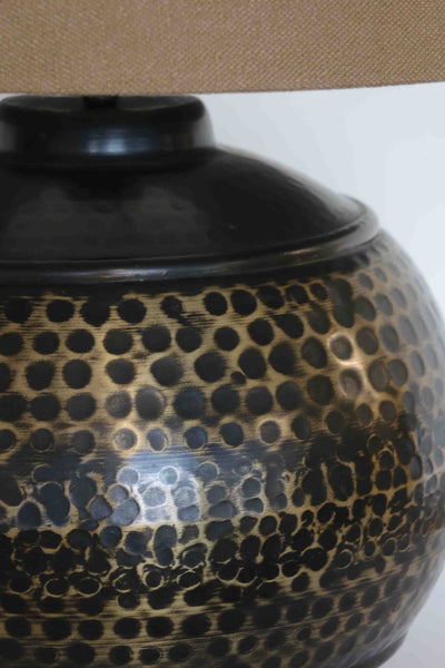 Egyptian Style Bronze and Brass Finish Beaten Lamp Base