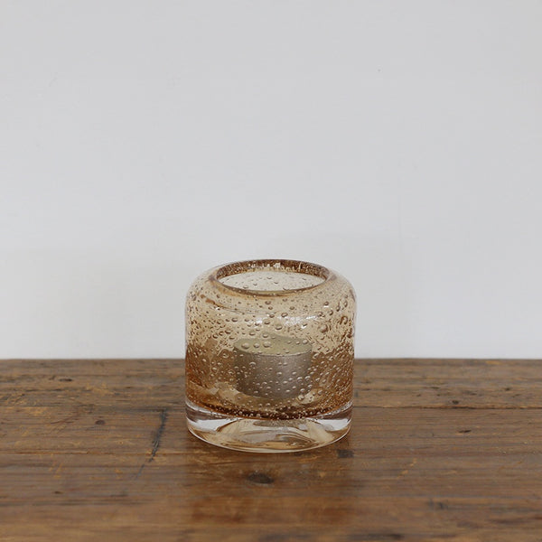 Amber Glass Candle Holder