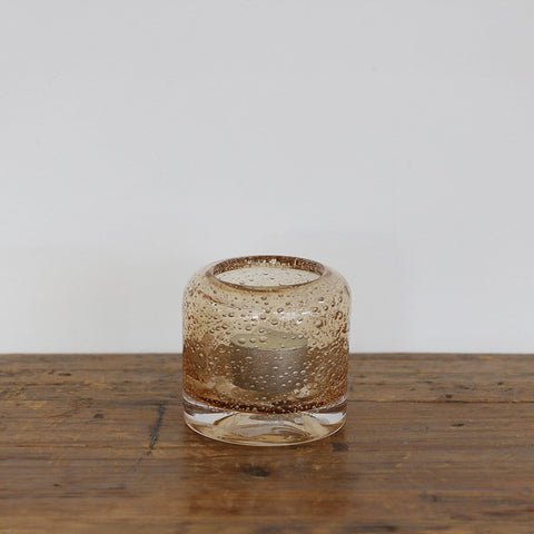 Amber Glass Candle Holder