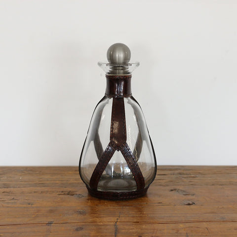 Glass Decanter with Leather