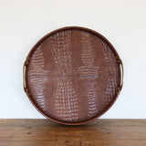 Croco Leather Tray with Brass Handles