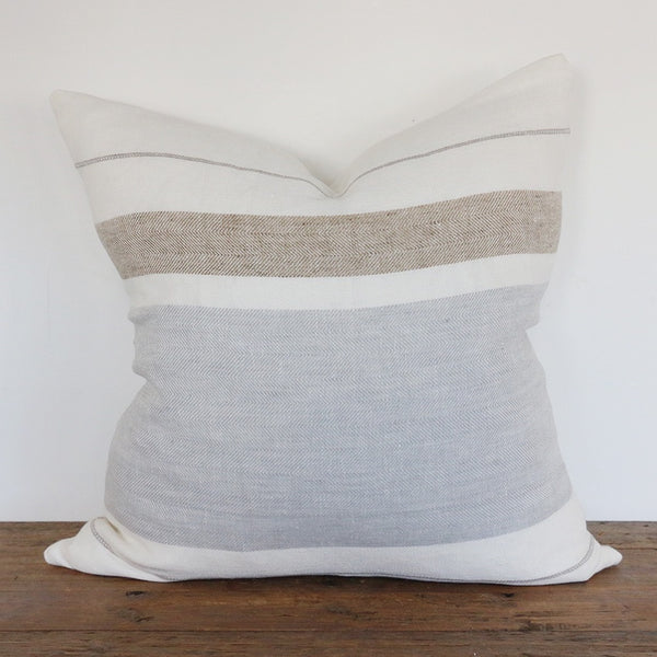 Libeco The Belgian Pillow Cover in Oyster Stripe 50 x 50