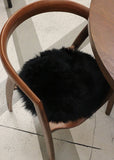 Long Wool Sheepskin Round Cushion Pad - Black