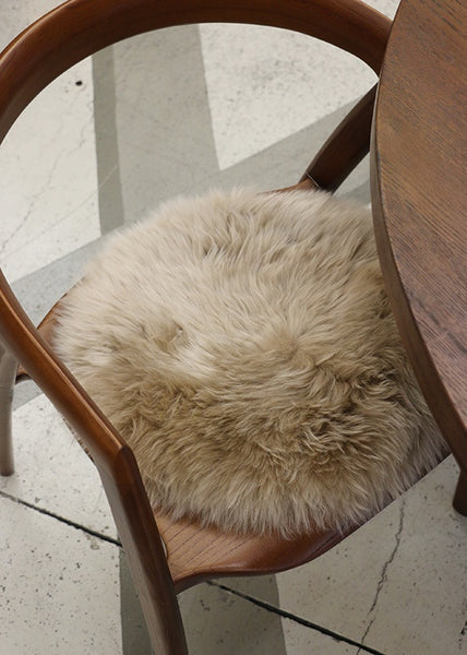 Long Wool Sheepskin Round Cushion Pad - Butterscotch