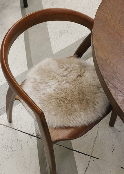 Long Wool Sheepskin Round Cushion Pad - Nappa
