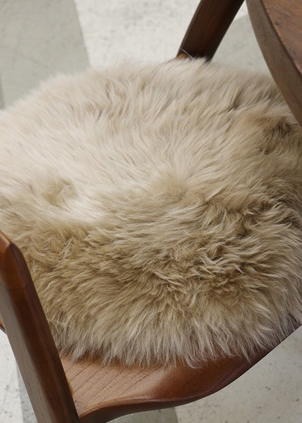 Long Wool Sheepskin Round Cushion Pad - Butterscotch