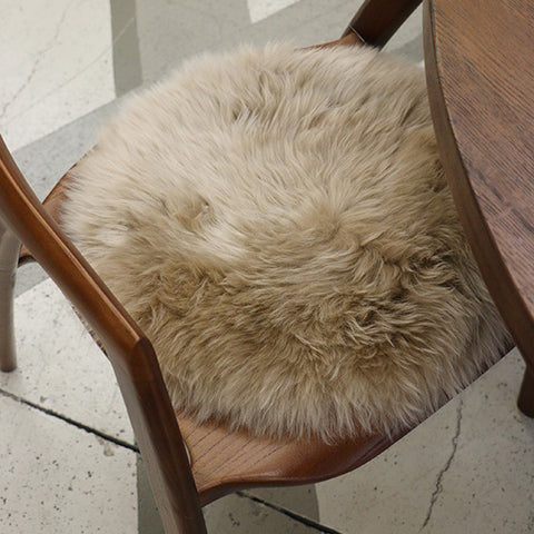 Long Wool Sheepskin Round Cushion Pad - Butterscotch