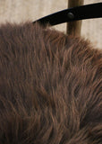 Long Wool Sheepskin Natural Round Cushion Pad - Leather Brown