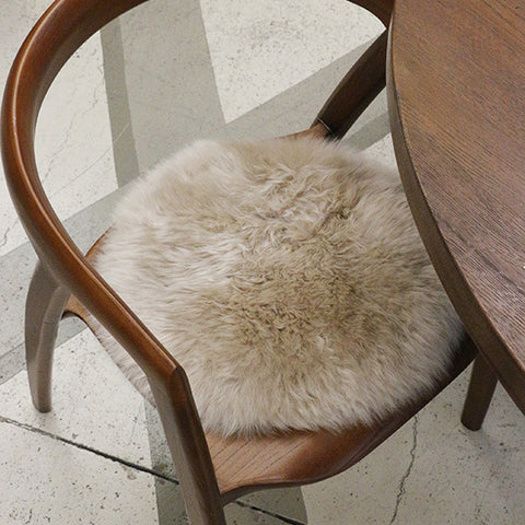 Long Wool Sheepskin Round Cushion Pad - Nappa