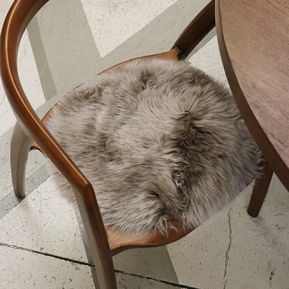 Long Wool Sheepskin Round Cushion Pad - Vole