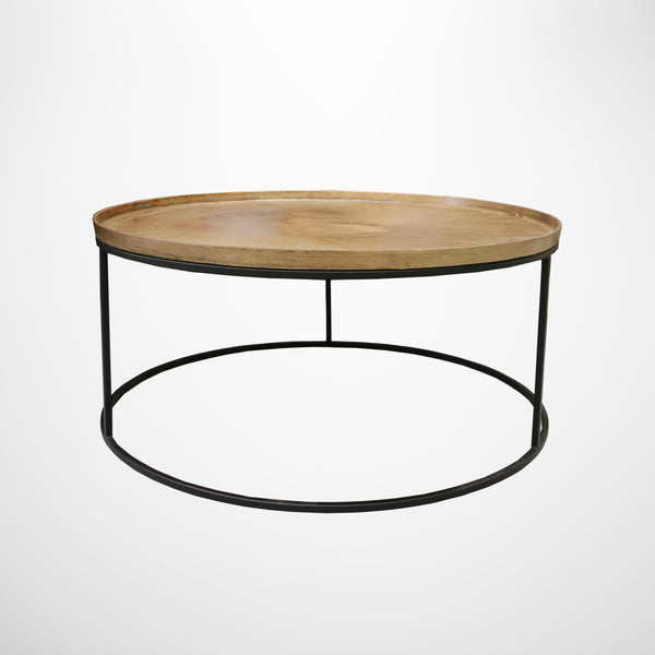 Soho Round Coffee Table Antique Brass with Black Legs