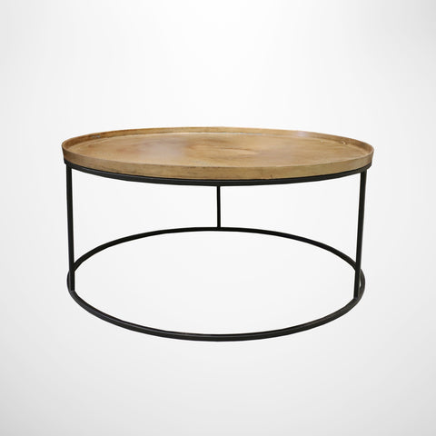 Soho Round Coffee Table Antique Brass with Black Legs