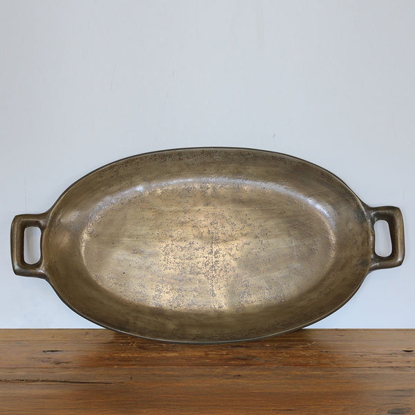 Oval Tray 2 Tone Antique Brass Finish