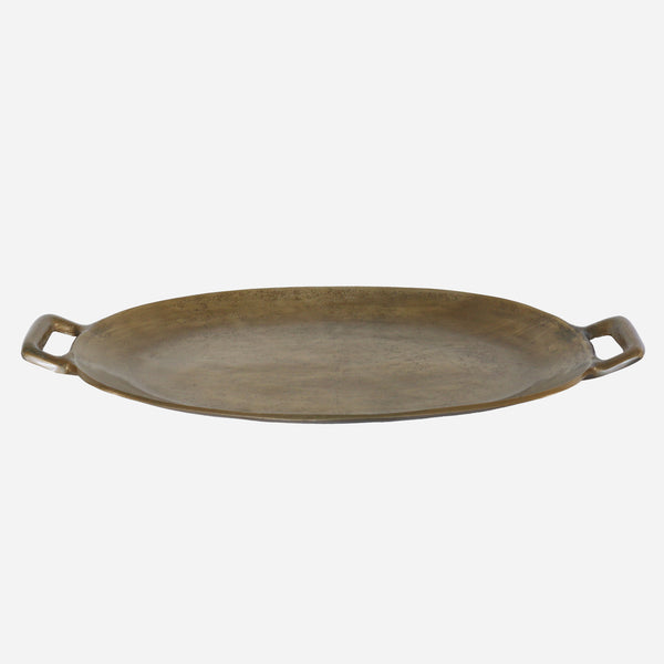 Oval Tray 2 Tone Antique Brass Finish