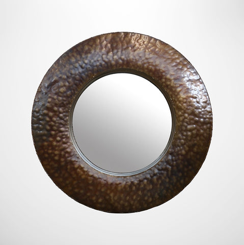 Melba Round Mirror in 2 Tone Black/Copper Finish