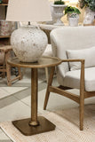 Round Side Table in Antiqued Brass Finish