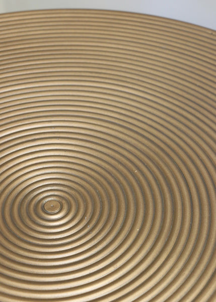 Casablanca Ridged Round Dining Table - Antique Brass finish on Pedestal Base