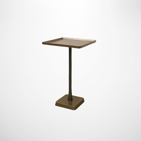 Marrakesh Square Occasional Pedestal Table in Brass Antique Finish