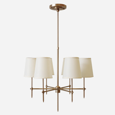 New York 6 light Chandelier in Antique Brass Finish with Shades
