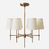 New York 6 light Chandelier in Antique Brass Finish with Shades