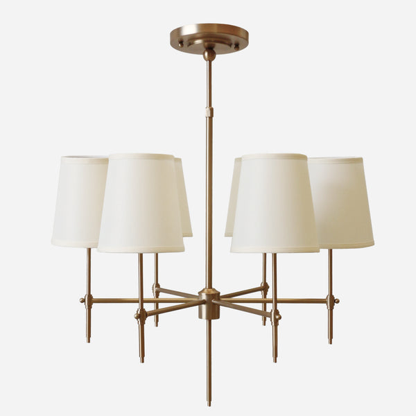 New York 6 light Chandelier in Antique Brass Finish with Shades