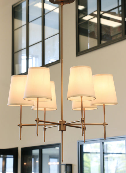 New York 6 light Chandelier in Antique Brass Finish with Shades