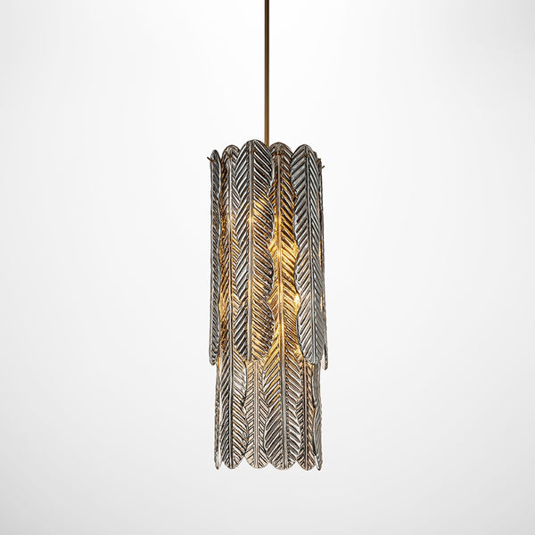 Luca Glass Hanging Light in Antique Brass Finish