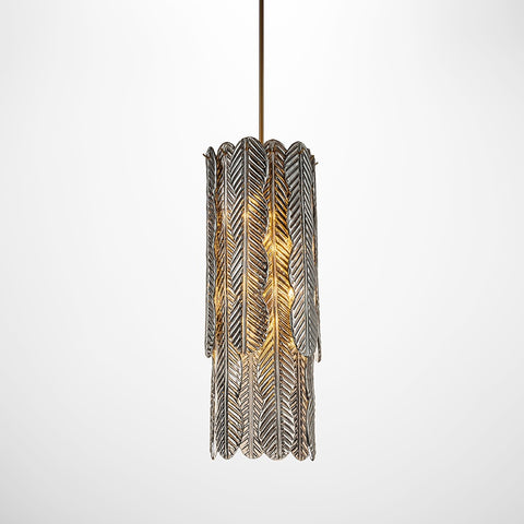 Luca Glass Hanging Light in Antique Brass Finish